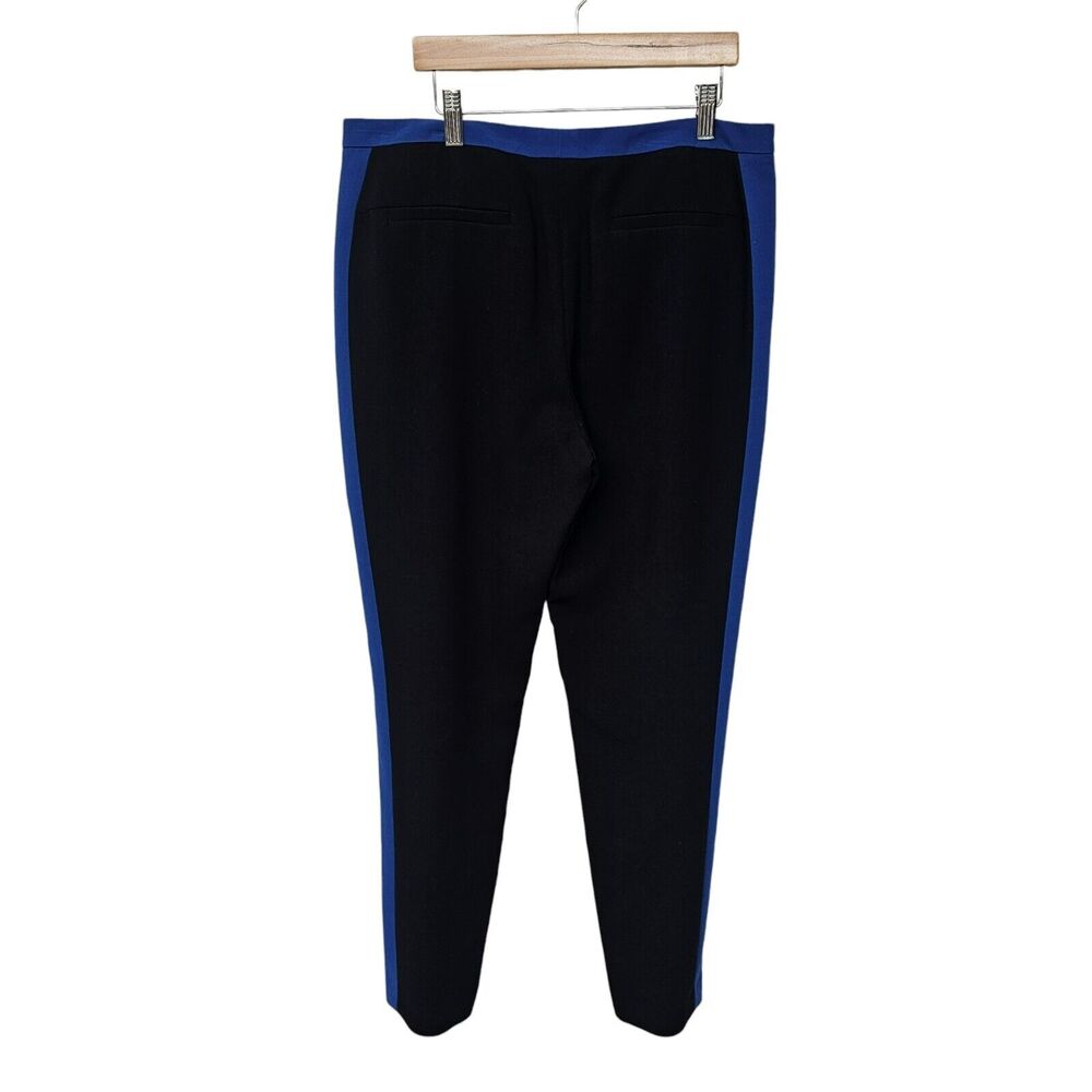 Halogen Womens Sz 10 Tuxedo Strip Dress Pants Black Blue Goth Professional - Picture 2 of 8